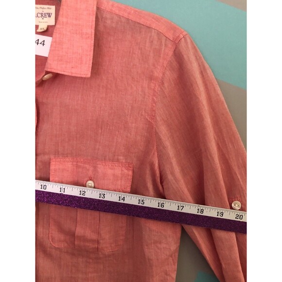 J.Crew Button Up Shirt size XS Women Roll Tab Convertible Sleeves Red Coral 308 - Picture 5 of 8